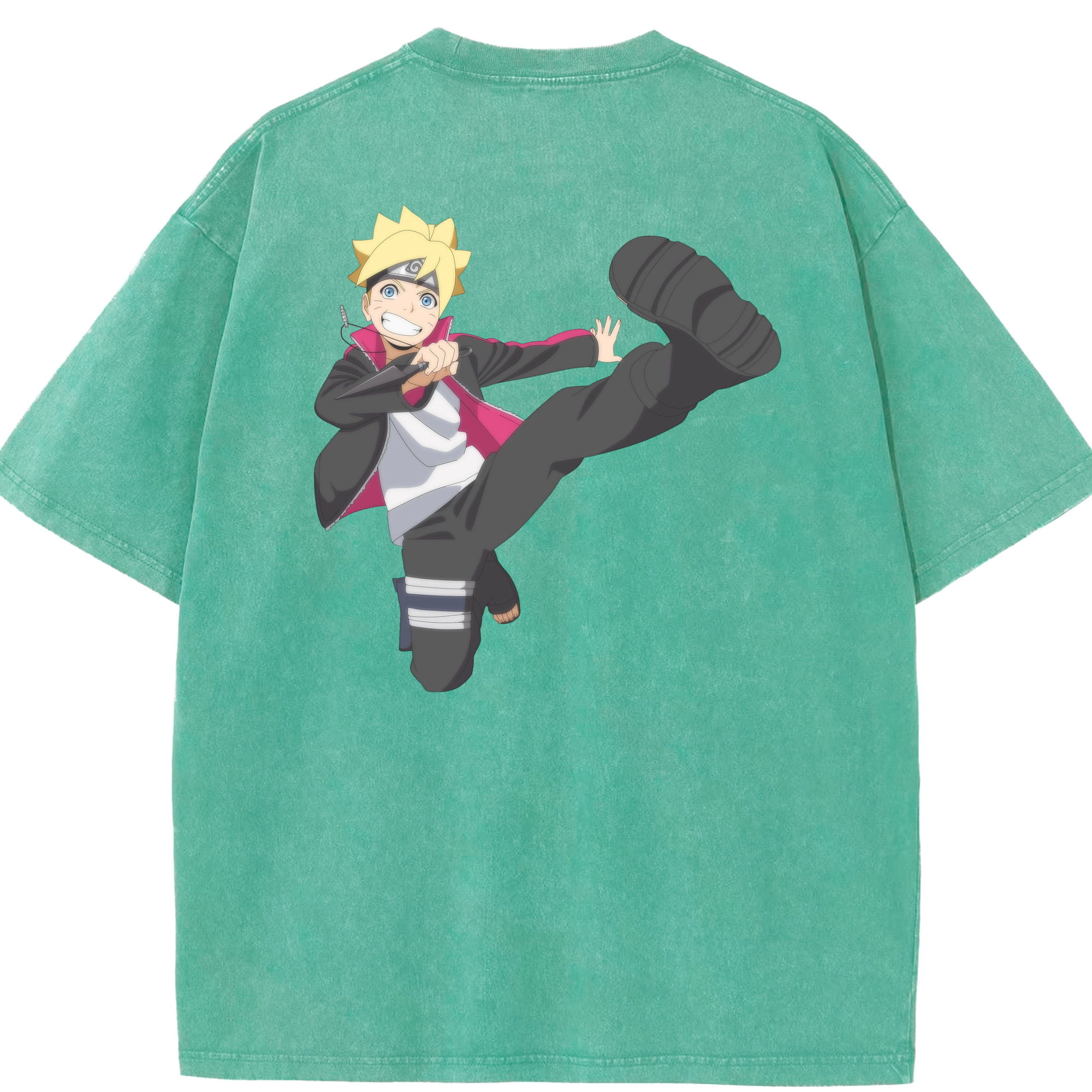 （画像用） NARUTO -ナルト- うずまき ボルト Uzumaki Boruto 綿100% ヴィンテージ風 半袖Tシャツ（背面プリント）